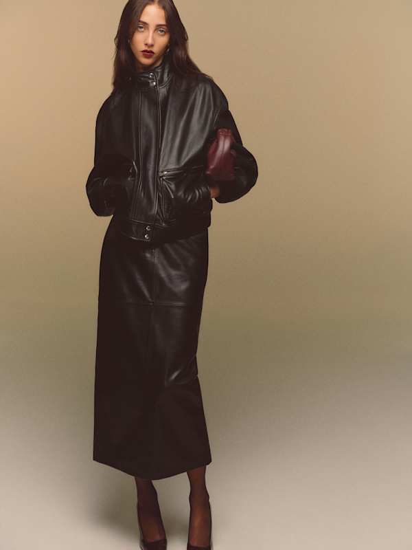 Veda Julia Leather Skirt - Black